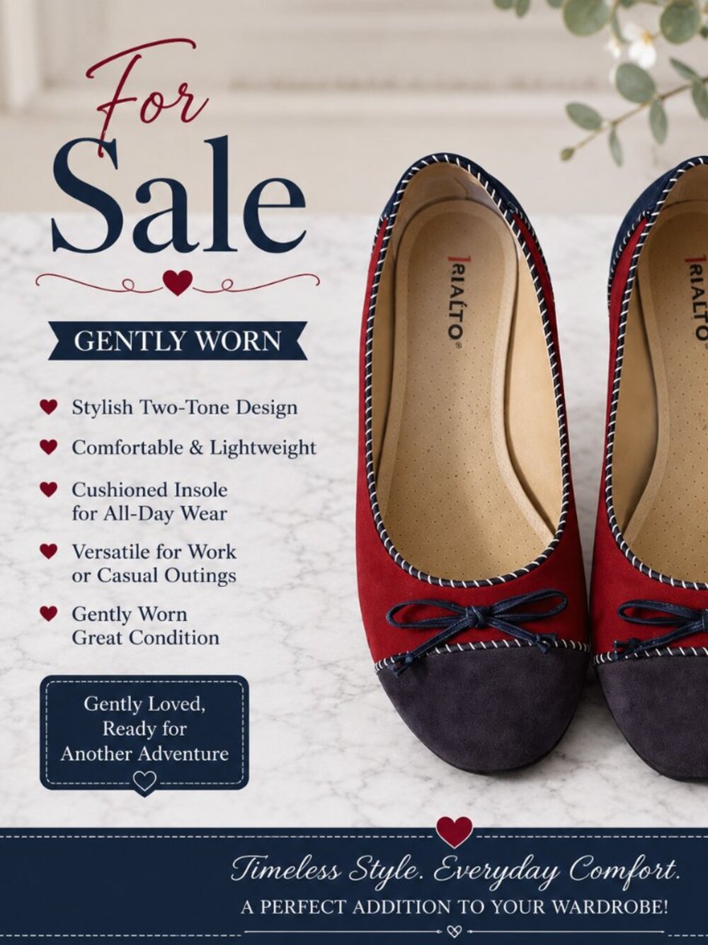 Rialto Women’s Red & Dark Gray Loafers – Size 8.5 – Gently Worn